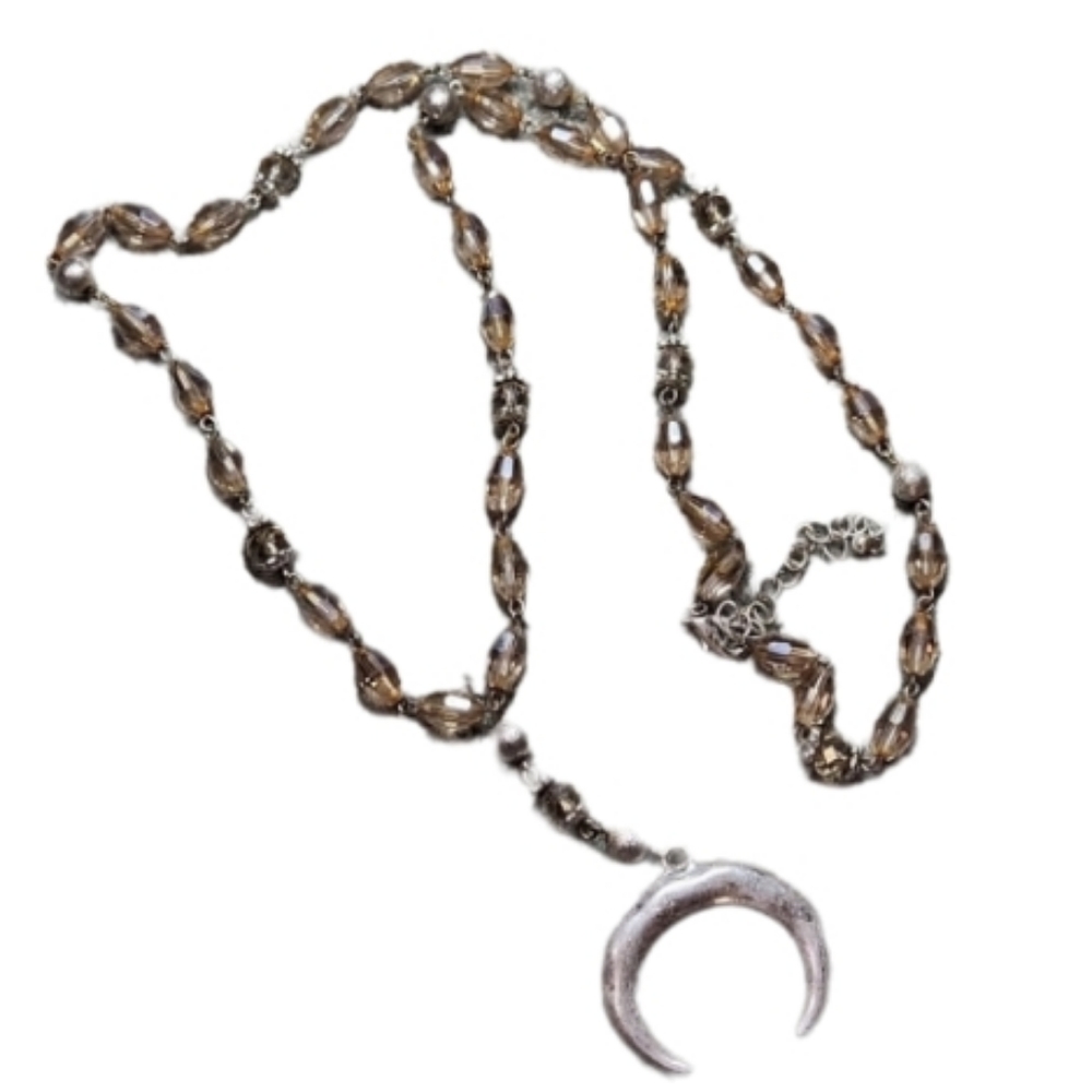 Crystal bead medallion necklace kind of a blush pink bead